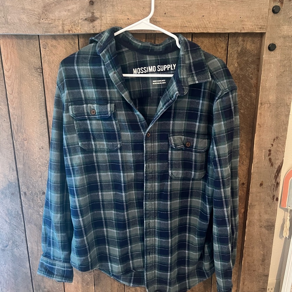 Mossimo Supply Co Blue and Green Casual Button Down Shirt